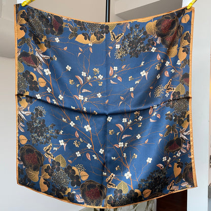 100% Pure Silk Multicolour Large Silk Scarf / Headscarf-The Garden- 26”Silk Scarf / Headscarf