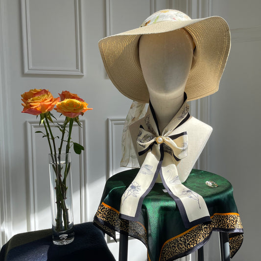 100% Pure Silk Multicoloured Long Silk Scarf - Silk Hairbands - Silk Ribbons-The Swan