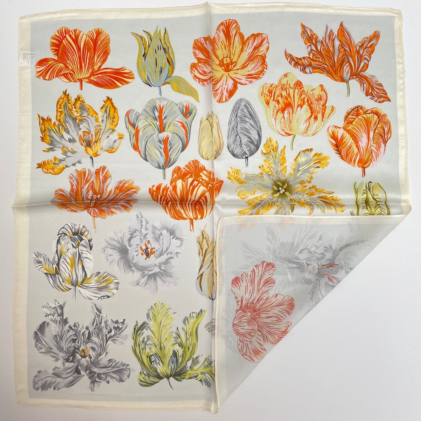 100% Pure Silk Multicolor 20" Silk Square Scarf-The Tulips