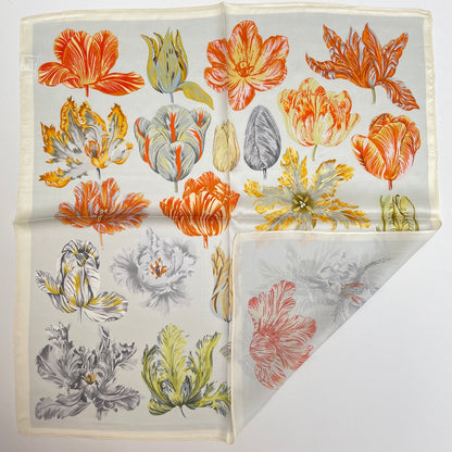100% Pure Silk Multicolor 20" Silk Square Scarf-The Tulips