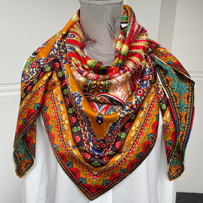 Exquisite Duo-Colour Mulberry 43” Silk Scarf: Hand-Rolled Edge, 6A Grade - The Feathers