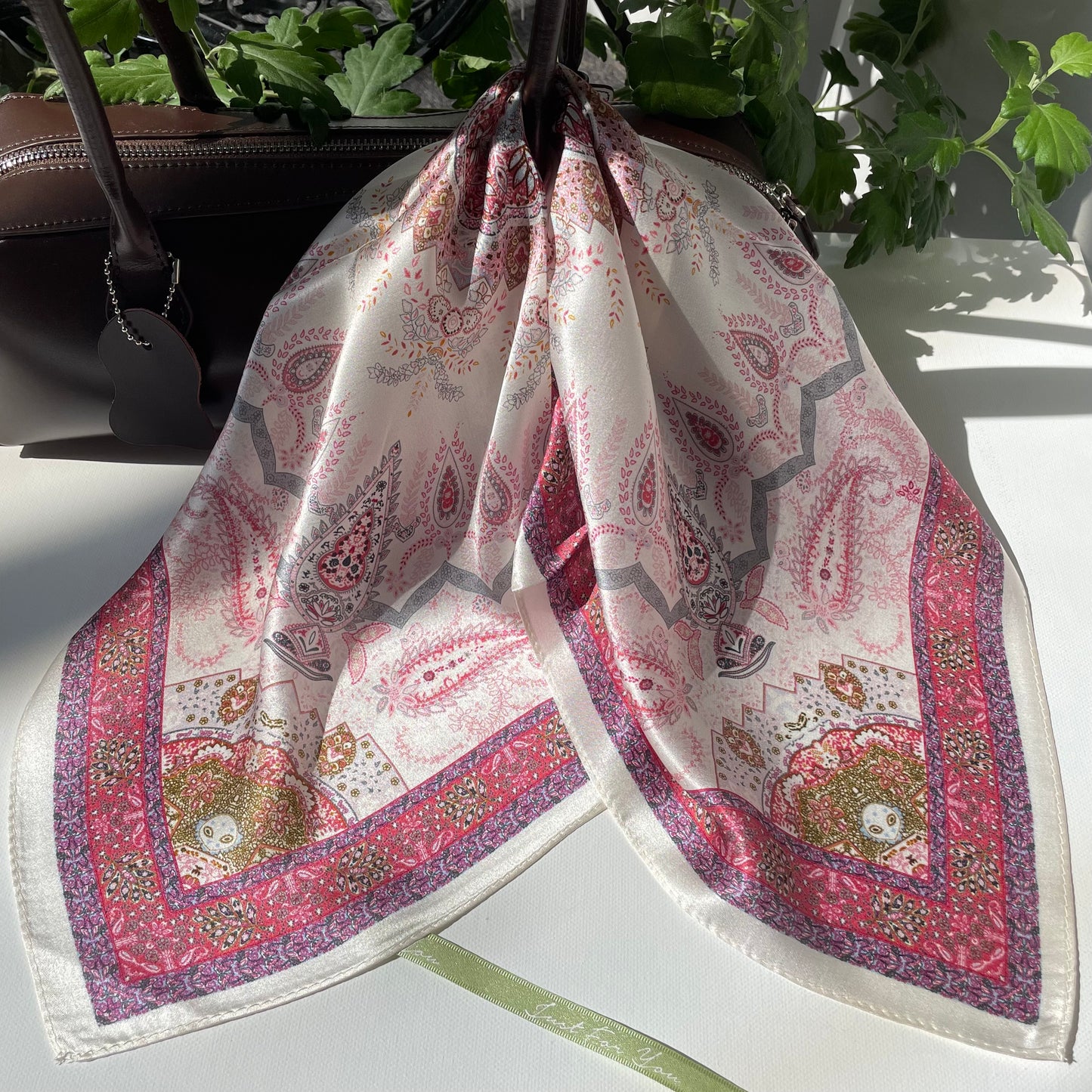 100% Pure Silk Multicolor 20" Silk Square Scarf -The Paisleys