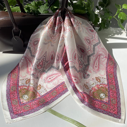 100% Pure Silk Multicolor 20" Silk Square Scarf -The Paisleys