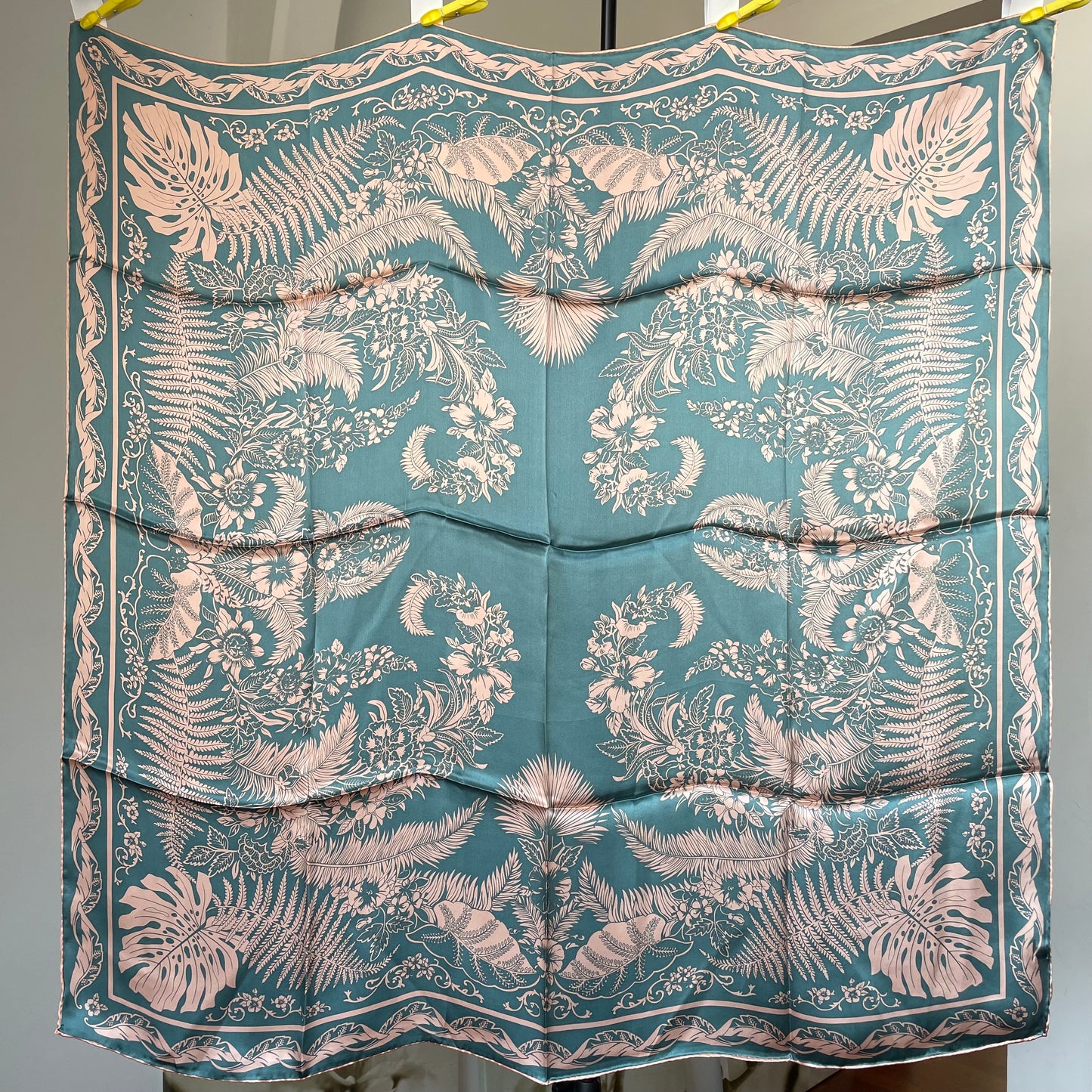 100% Pure Mulberry Silk Multicolour Handmade Large Silk Scarf 43"- The Blue Garden