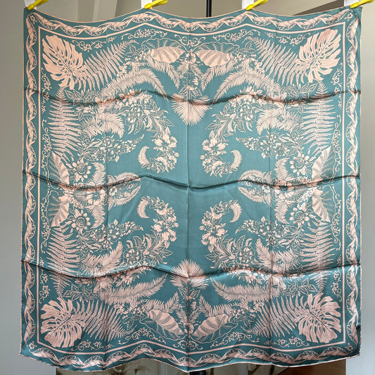 100% Pure Mulberry Silk Multicolour Handmade Large Silk Scarf 43"- The Blue Garden
