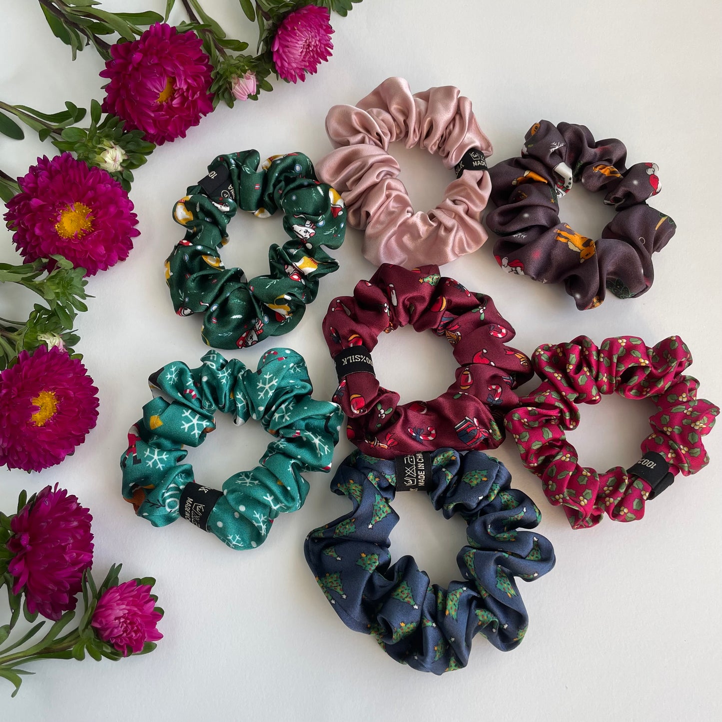 100% Pure Mulberry Silk Small Elastic Hair Scrunchie - Pure Silk Hair Scrunchie/hair Accessory-The Pink