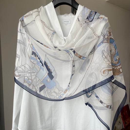 100% Pure Silk Multicolour long Silk Scarf / Headscarf-The Sealing