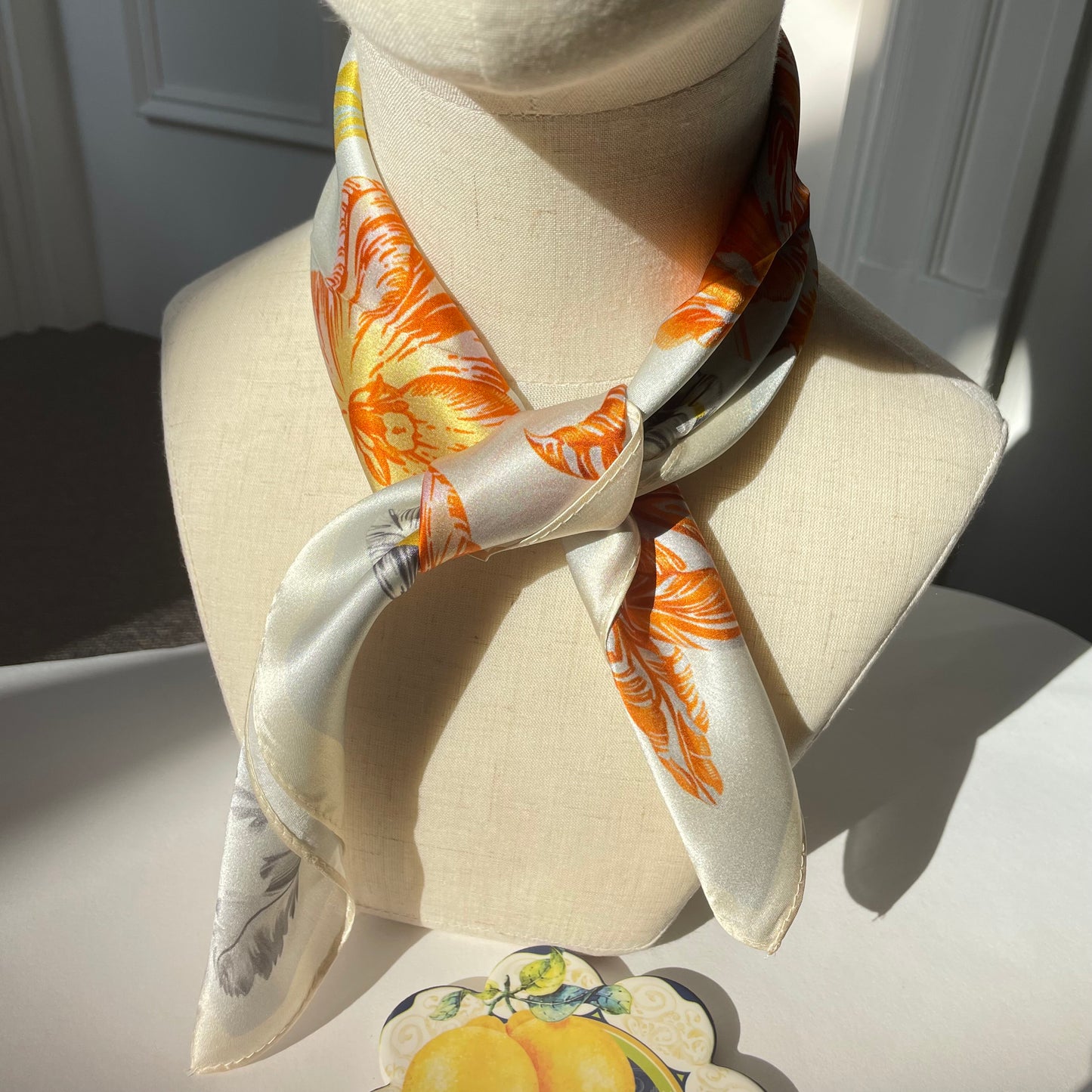 100% Pure Silk Multicolor 20" Silk Square Scarf-The Tulips