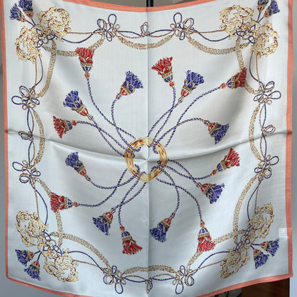 100% Pure Silk Multicolour Large Silk Scarf / Headscarf-The Lines- 26”Silk Scarf / Headscarf