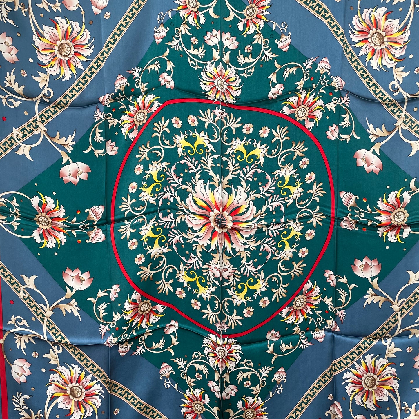 100% Pure Mulberry Silk Multicolour Handmade Large Silk Scarf 43"- The Flowers