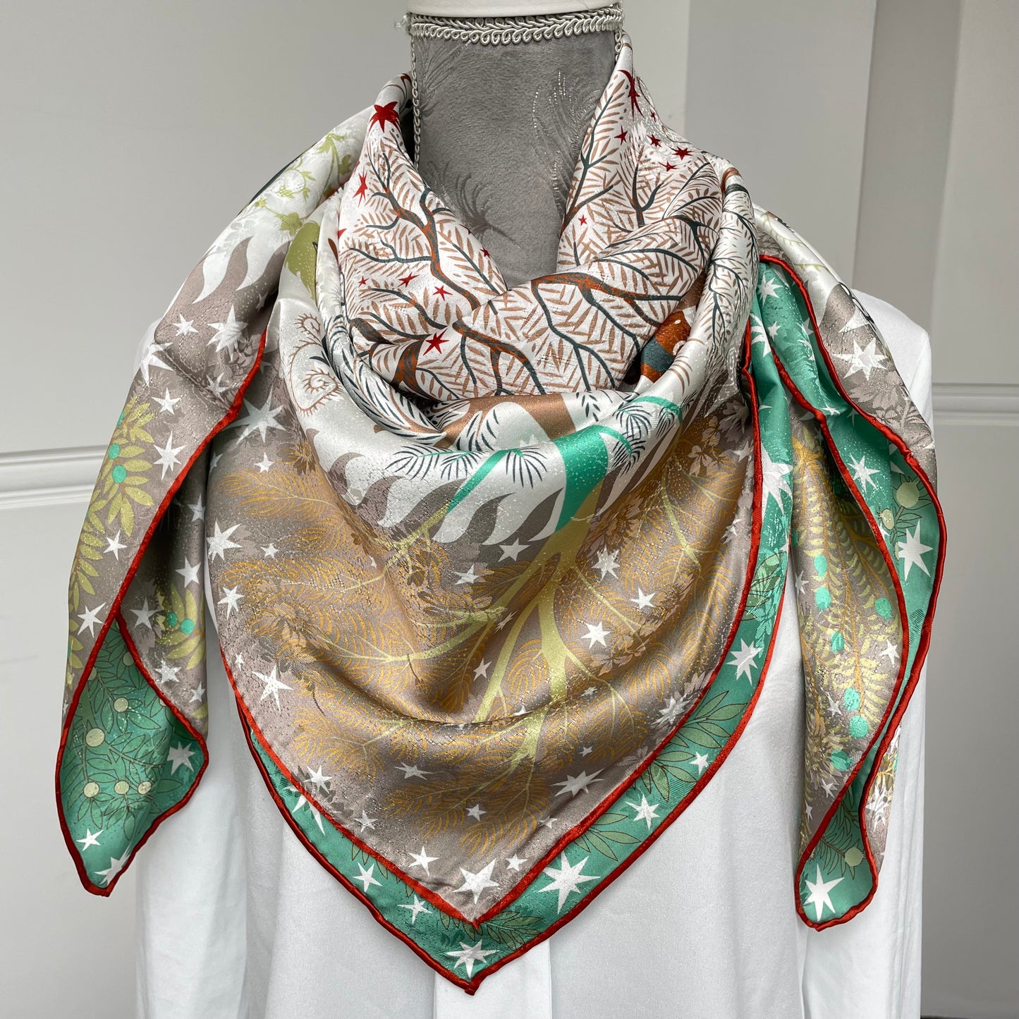 Exquisite Duo-Colour Mulberry 43” Silk Scarf: Hand-Rolled Edge, 6A Grade - The Olympias