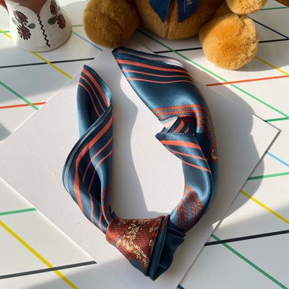 100% Mulberry Silk Scarf-Small Square Multicolor Silk Scarf, lightweight Luxury Neck Hair Scarf - The Horseshoe