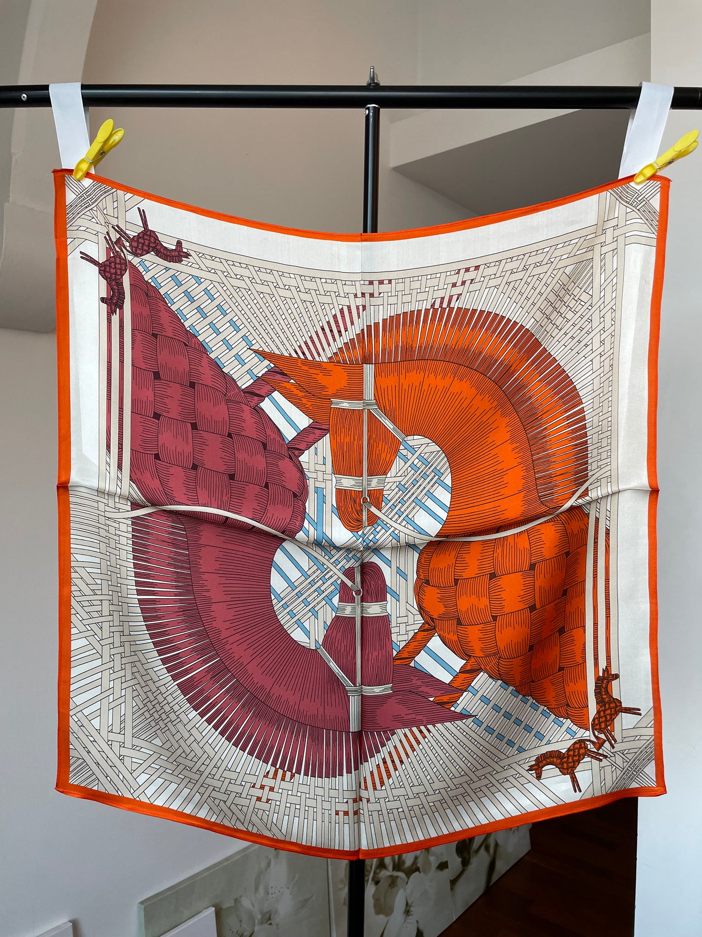 100% Pure Silk Multicolour Large Silk Scarf / Headscarf-The Horses - 26”Silk Scarf / Headscarf