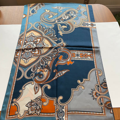 100% Pure Silk Multicolour long Silk Scarf / Headscarf-The Blue Pasiley