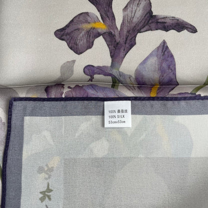 100% Pure Silk Multicolour Small Silk Scarf -The Irises
