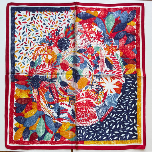 100% Pure Silk Multicolour Small Silk Scarf -The Painting-21” Silk Scarf