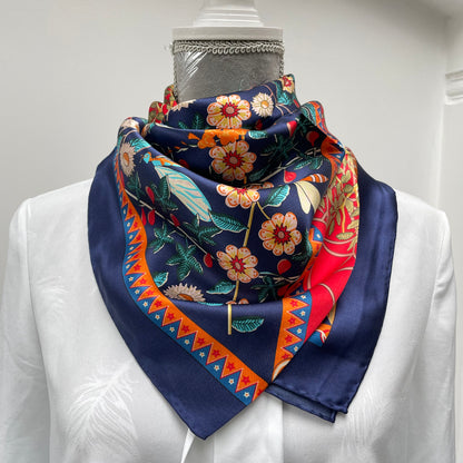 100% Pure Mulberry Silk Multicolour Handmade Large Silk Scarf 43"- The Life Tree