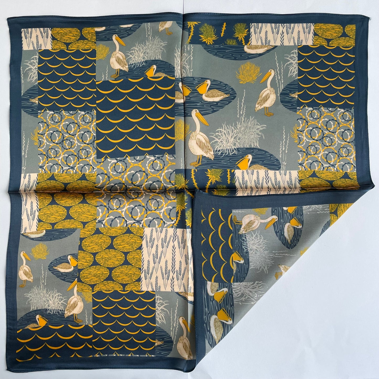 100% Pure Silk Multicolour Small Silk Scarf -The Teals
