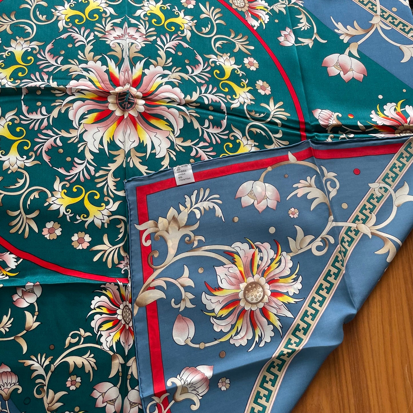 100% Pure Mulberry Silk Multicolour Handmade Large Silk Scarf 43"- The Flowers