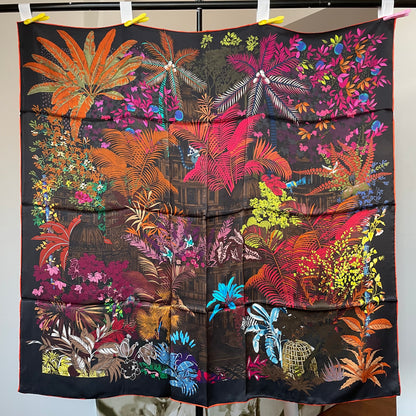 100% Pure Mulberry Silk Multicolour Handmade Large Silk Scarf 43"- The Forest