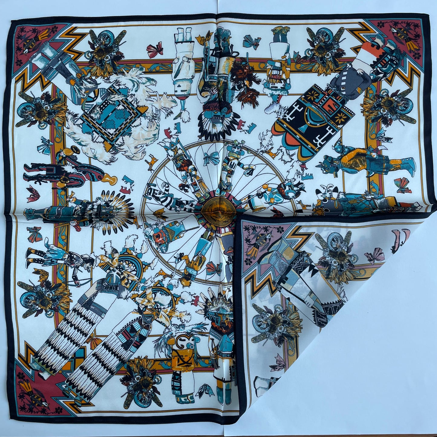 100% Mulberry Silk Scarf-Small Square Multicolor Silk Scarf, lightweight Luxury Neck Hair Scarf - The Native Americans