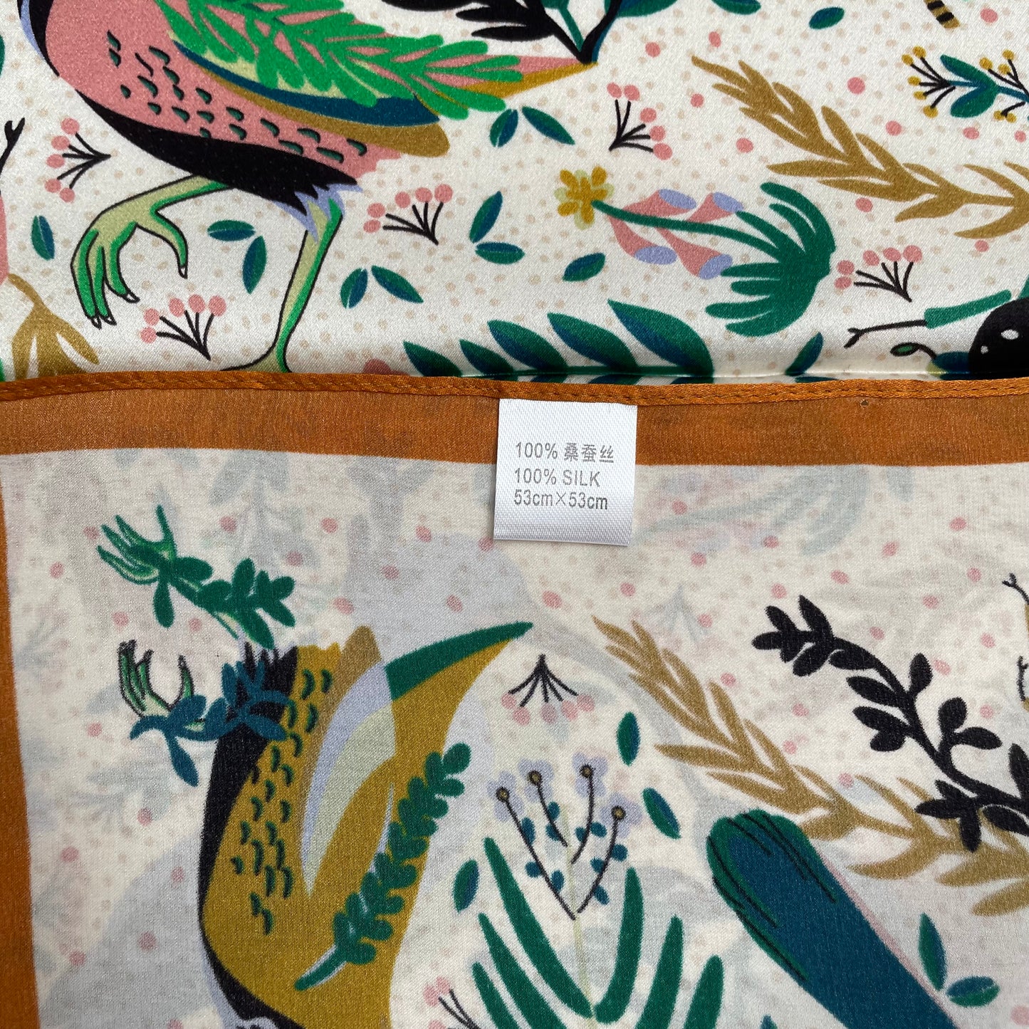 100% Pure Silk Multicolour Small Silk Scarf -The Pipit Garden