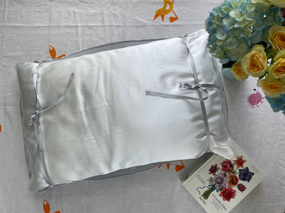 100% Mulberry Silk Travelling Essential Pillow Cover- 19mm portable Silk Pillow Cover-The Silver Grey