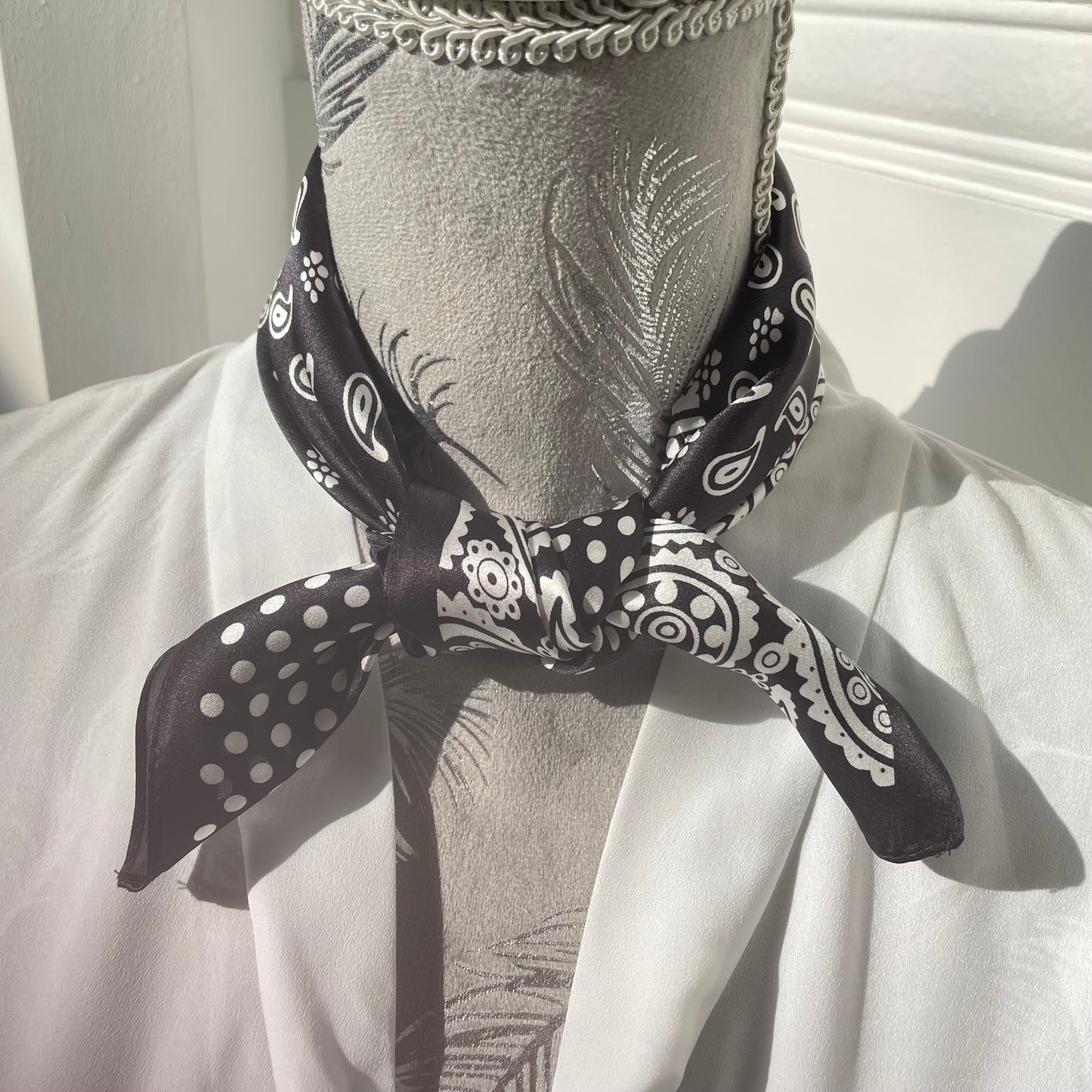 100% Mulberry Silk Scarf-Small Square Multicolor Silk Scarf, lightweight Luxury Neck Hair Scarf - The Paisleys