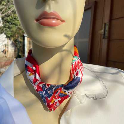 100% Mulberry Silk Scarf-Small Square Multicolor Silk Scarf, lightweight Luxury Neck Hair Scarf - The Painting