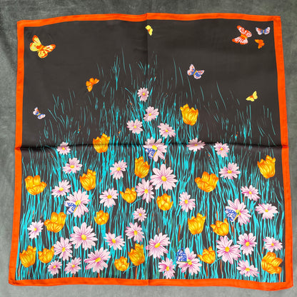 100% Pure Silk Multicolour Large Silk Scarf / Headscarf-The Tits - 26”Silk Scarf / Headscarf