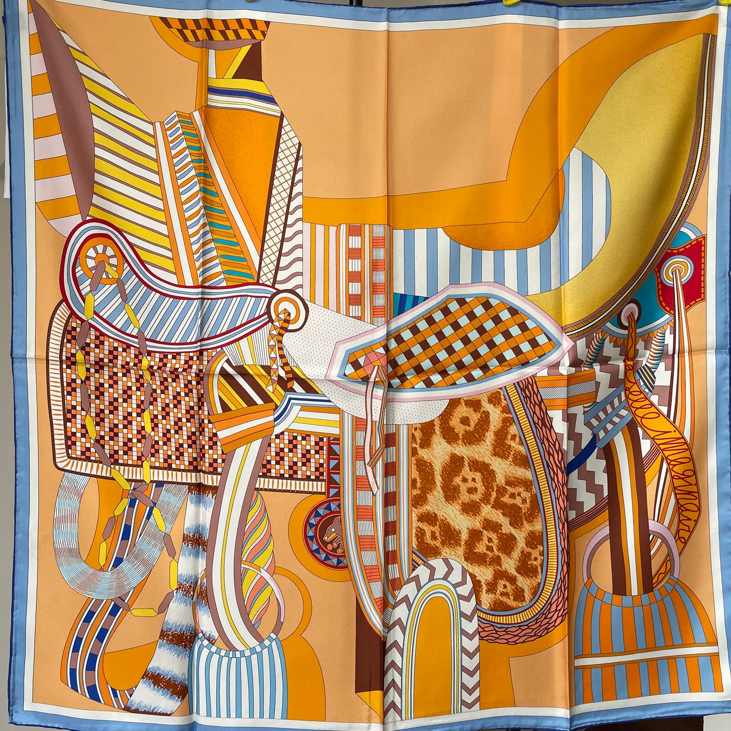 100% Pure Mulberry Silk Extra Large HandRolled Silk Scarf 35"- The Horseshoe