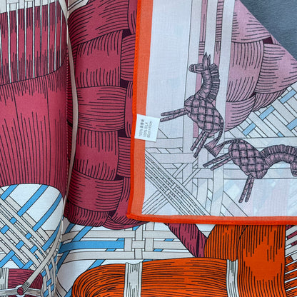 100% Pure Silk Multicolour Large Silk Scarf / Headscarf-The Horses - 26”Silk Scarf / Headscarf