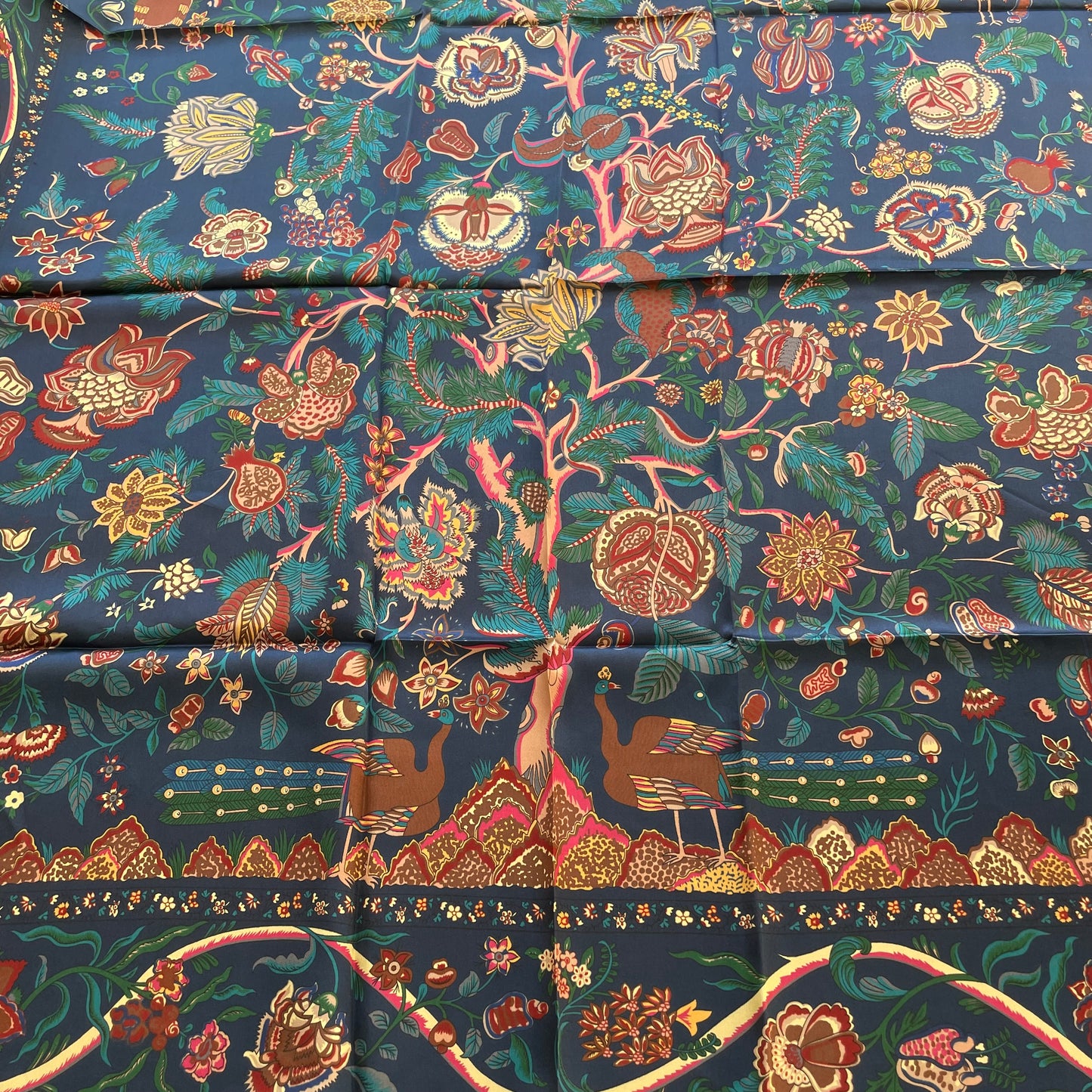 100% Pure Mulberry Silk Multicolour Handmade Large Silk Scarf 43"- The Life Tree II