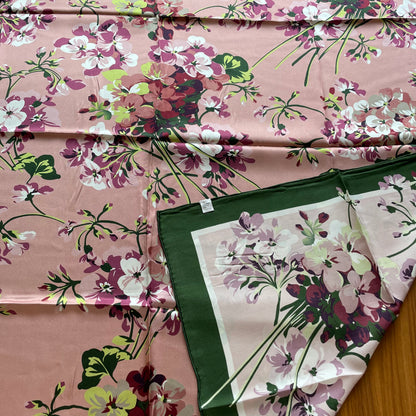 100% Pure Mulberry Silk Multicolour Handmade Large Silk Scarf 43"- The Purple Flowers
