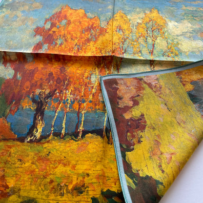100% Pure Silk Multicolour Small Silk Scarf -The Autumn Painting -21” Silk Scarf