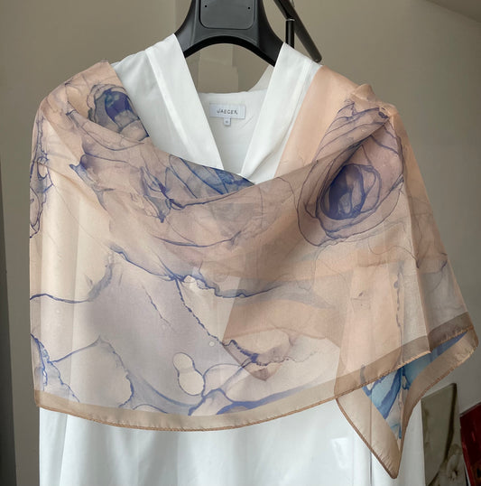 100% Pure Silk Multicolour long Silk Scarf / Headscarf-The Rose