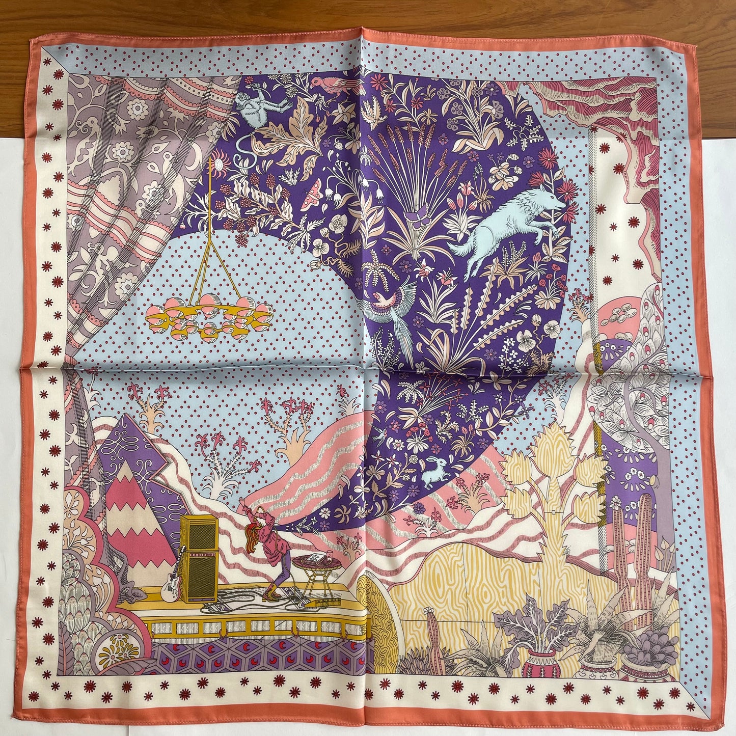 100% Pure Silk Multicolour Large Silk Scarf / Headscarf-The Summer Dream- 26”Silk Scarf / Headscarf