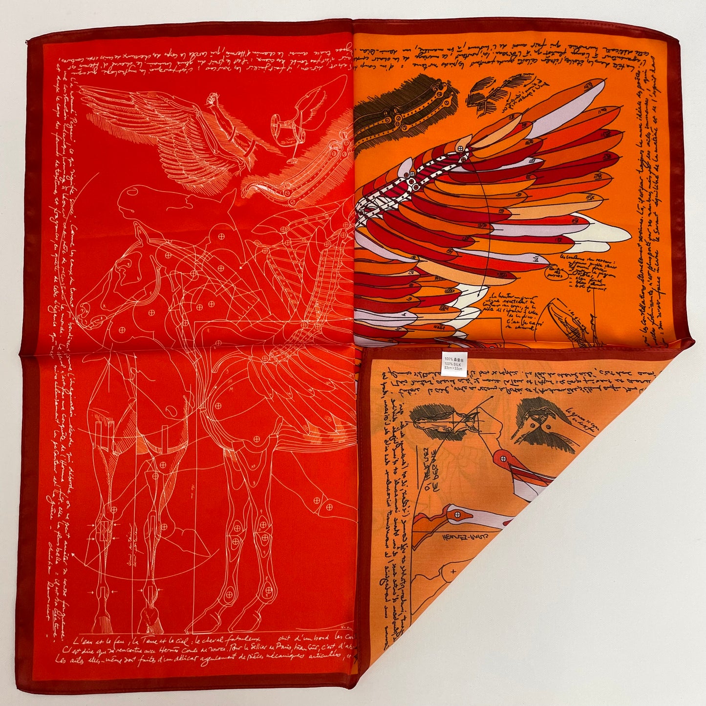 100% Mulberry Silk Scarf-Small Square Multicolor Silk Scarf, lightweight Luxury Neck Hair Scarf - The Horses