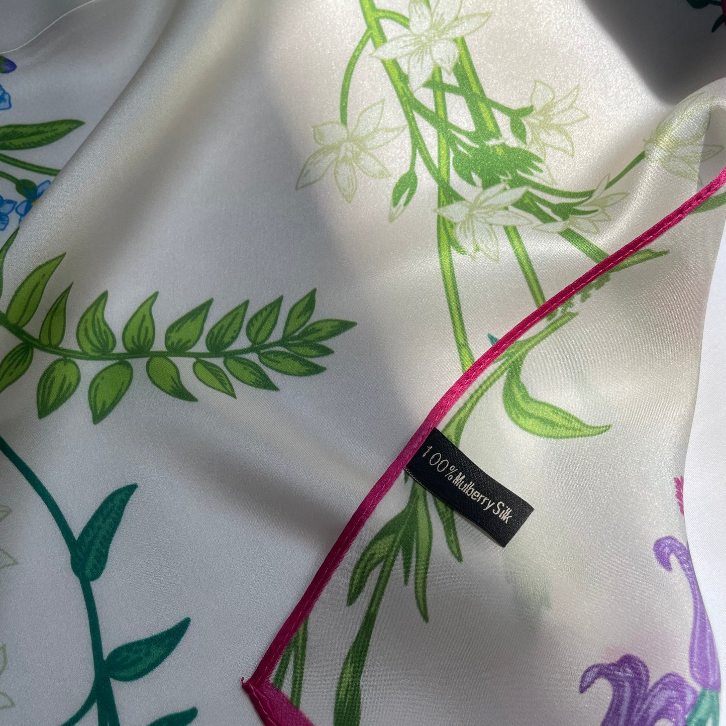 100% Pure Silk Multicolour Large 26” Silk Scarf / Headscarf-The Summer Garden