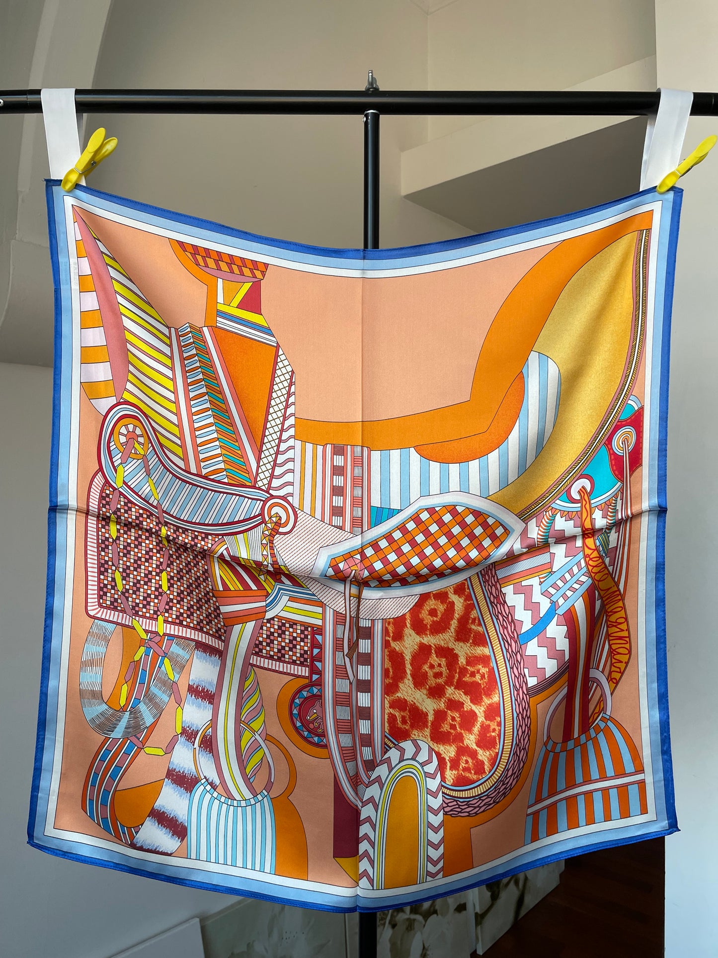 100% Pure Silk Multicolour Large Silk Scarf / Headscarf-The Horseshoe - 26”Silk Scarf / Headscarf