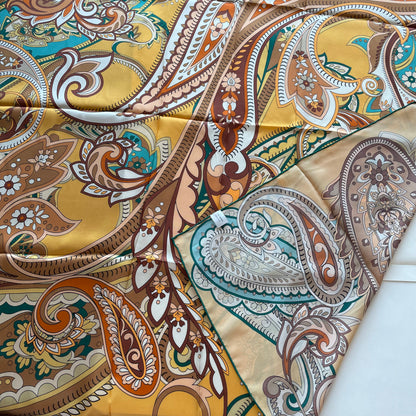 100% Pure Mulberry Silk Multicolour Handmade Large Silk Scarf 43"- The Paisleys