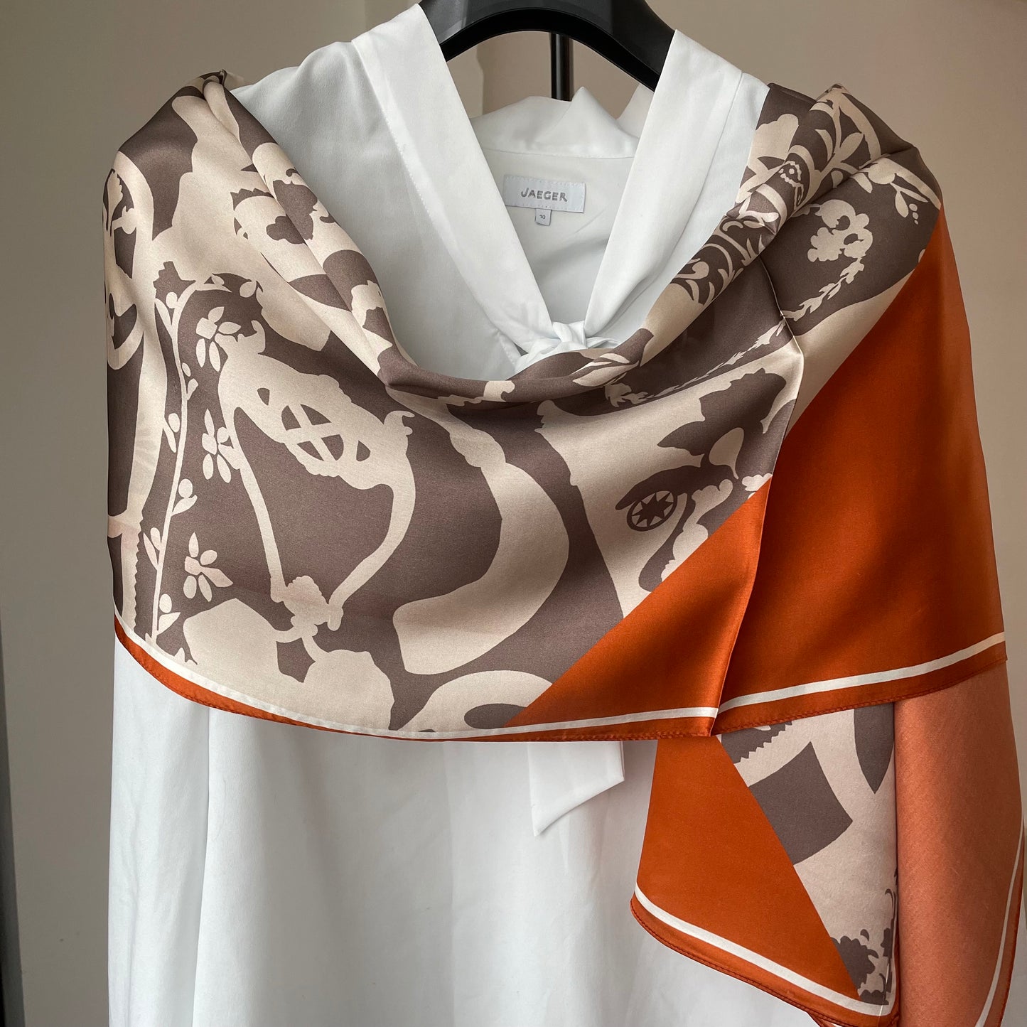 100% Pure Silk Multicolour long Silk Scarf / Headscarf-The Orange & Brown