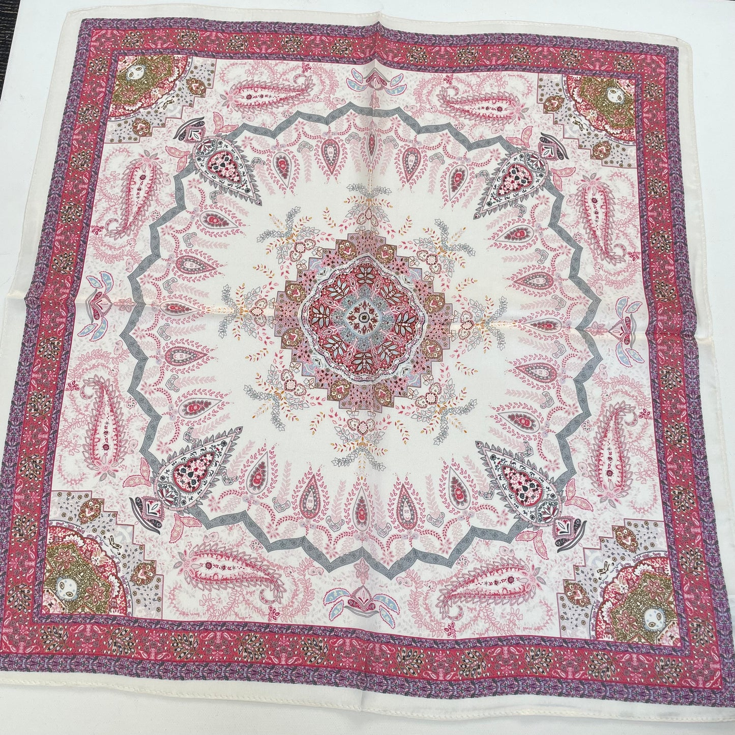 100% Pure Silk Multicolor 20" Silk Square Scarf -The Paisleys