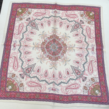 100% Pure Silk Multicolor 20" Silk Square Scarf -The Paisleys