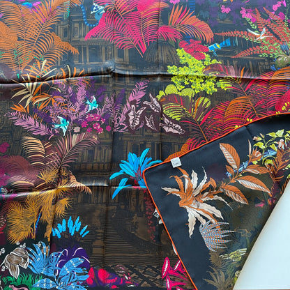 100% Pure Mulberry Silk Multicolour Handmade Large Silk Scarf 43"- The Forest