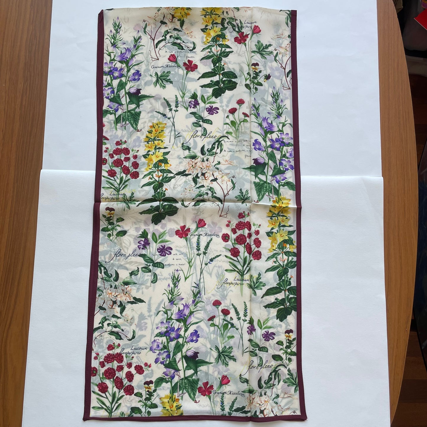100% Pure Silk Multicolour long Silk Scarf / Headscarf-The English Garden