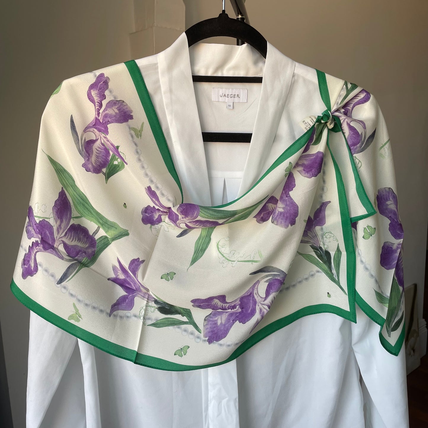 100% Pure Silk Multicolour long Silk Scarf / Headscarf-The Irises