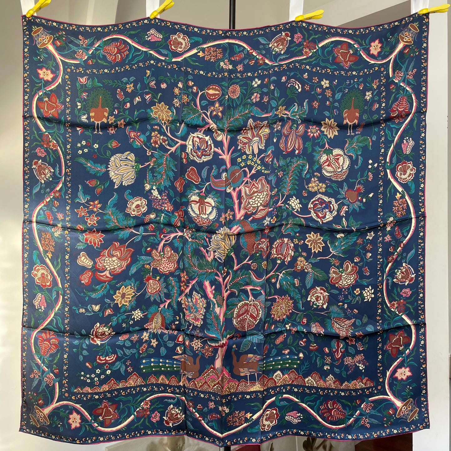 100% Pure Mulberry Silk Multicolour Handmade Large Silk Scarf 43"- The Life Tree II