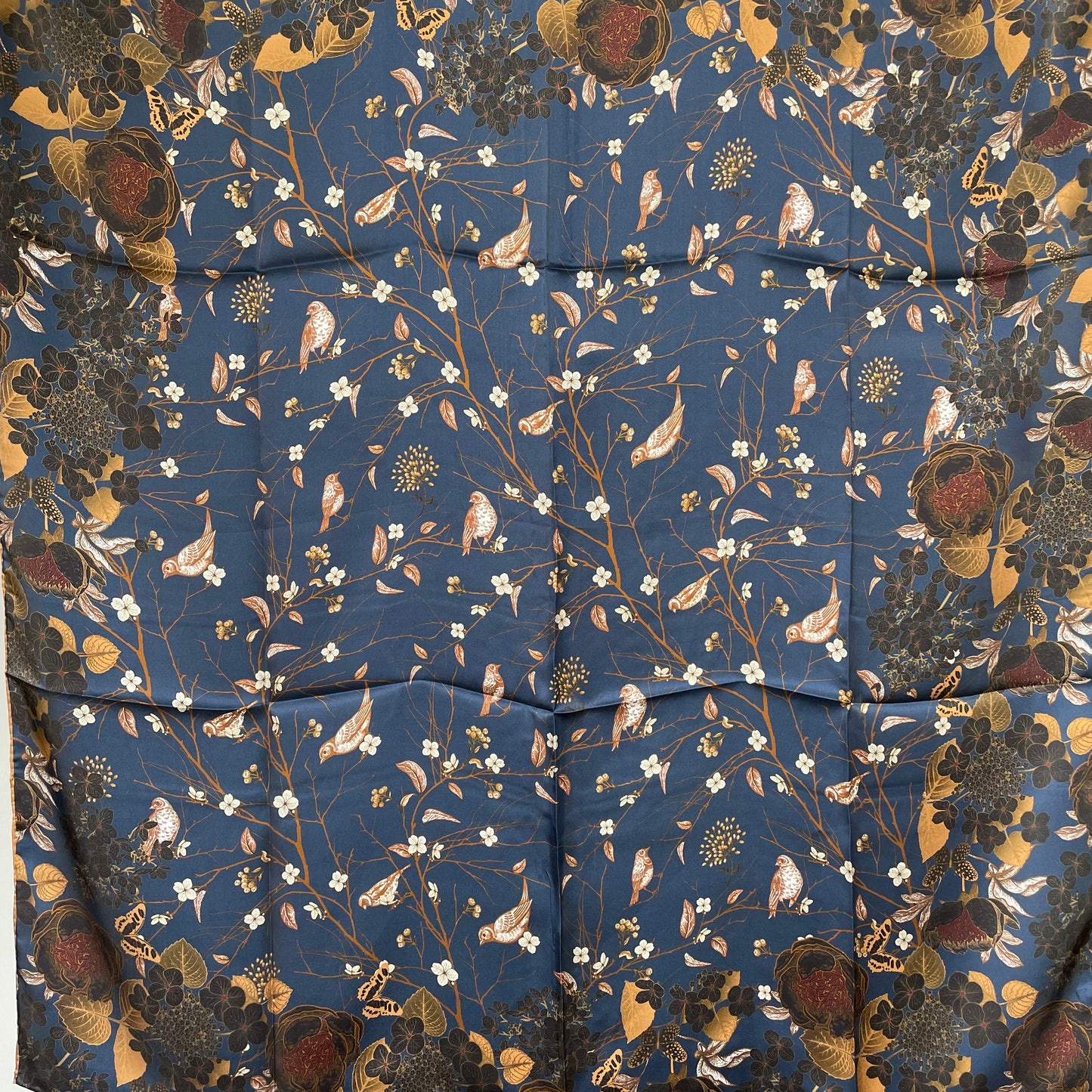 100% Pure Mulberry Silk Multicolour Handmade Large Silk Scarf 43"- The Birds