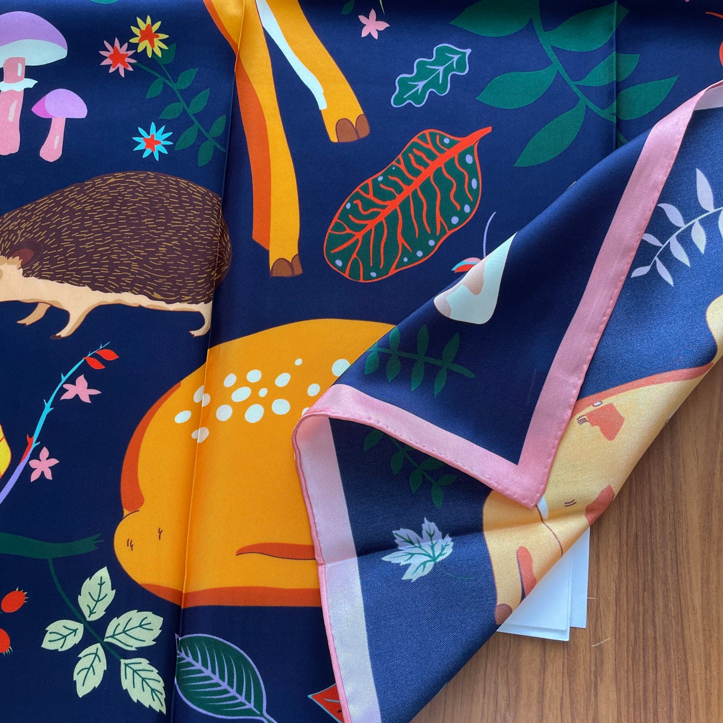 100% Pure Mulberry Silk Extra Large HandRolled Silk Scarf - The Deers